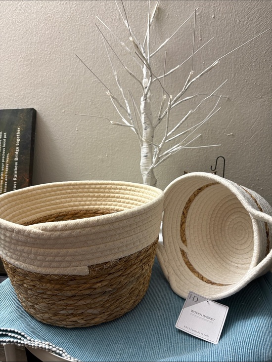 Other - Neutral Two-Tone Woven Storage Basket - Set of 2